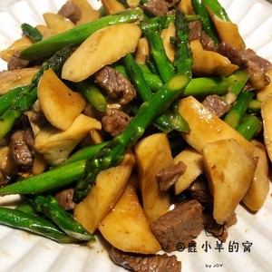 杏鮑菇蘆筍牛肉粒的做法 步驟6