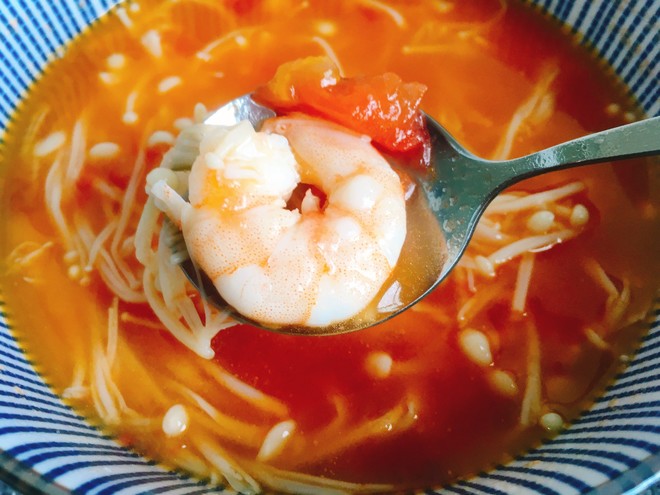 低脂健康-西紅柿金針菇蝦仁湯的做法